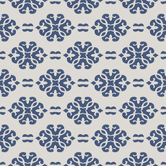  Vector damask seamless pattern background curve cross blue crest