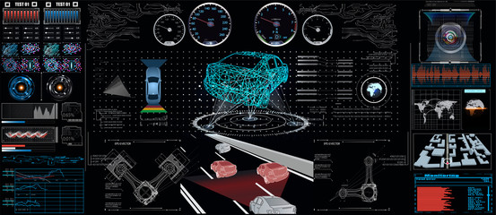 Leinwandbilder - Car user interface.Futuristic user interface. HUD UI. Abstract virtual graphic touch user interface.