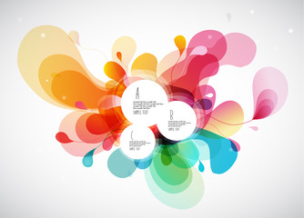 Wall Mural - abstract colored background with leafs and place for your 3 quotes.