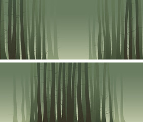 Wall Mural - Horizontal banners with many tree trunks.