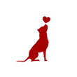 Dog with heart vector illustration American Pit Bull Terrier silhouette