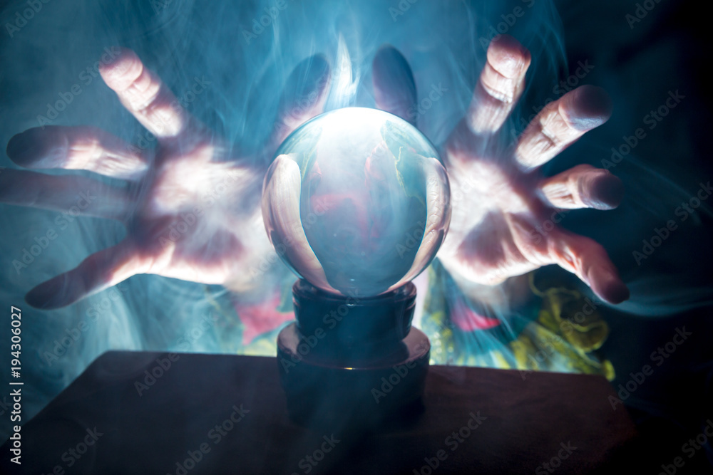 Photo Art Print A Fortune Teller Works In A Dark Room With