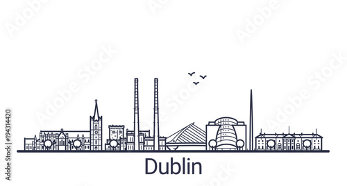 Linear banner of Dublin city Wallpaper Mural
