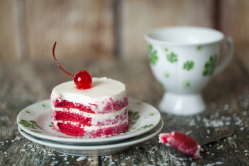 Wall Mural - Red velvet cake. Healthy home baking cake without sugar