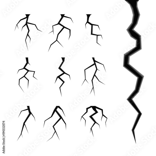 Cuadros en Lienzo Simple cracks vector set isolated on white design elements of the destruction an