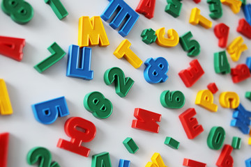 Colorful letters of the Russian alphabet on the magnet