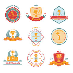 Wall Mural - Trophy Awards Flat Emblems Set