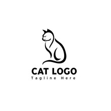 Silhouette Brush Art Stand Cat Logo