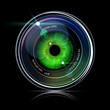Eye inside a camera photo lens