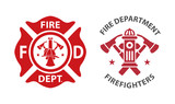 Fototapeta Dinusie - Fire department logos, set of modern and vintage