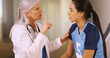 © Mark Adams - An injured soccer player is tested for a concussion. An ER doctor sees if a footballer has a head injury