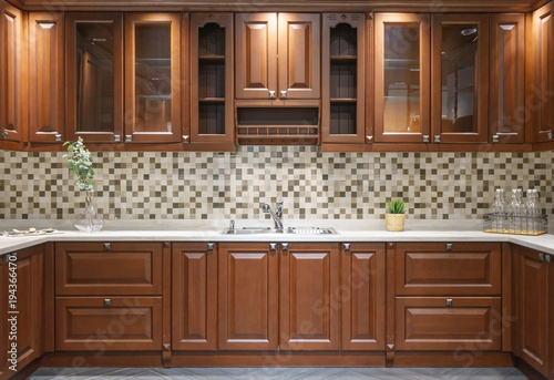 Contemporary Upscale Home Kitchen Interior With Wood