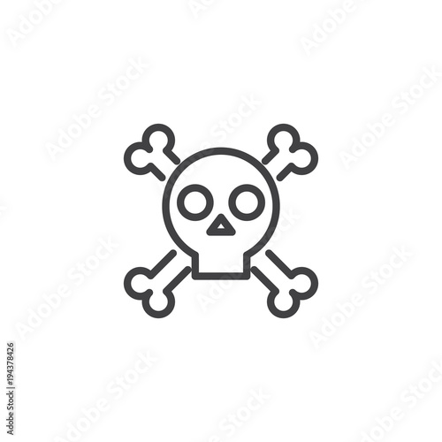 Fotografía Skull with crossed bones outline icon