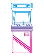 vintage arcade game machine with joysticks and buttons vector illustration degrade color line image