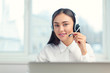 © fotofabrika - Support phone operator in headset at workplace