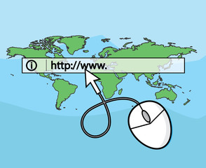 Wall Mural - surfing world wide web cartoon illustration.carton design style world wide web.designed for web