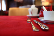 Serving Cutlery Knife Fork Restaurant Tablecloth