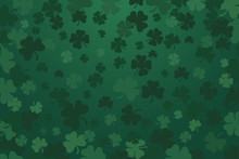 Saint Patricks Day. Green Background With Dark Green And Light Green Clover Leaves. Vector Illustration.