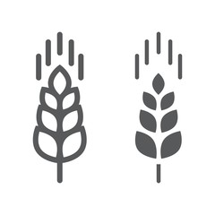 Wall Mural - Wheat ear line and glyph icon, farming and agriculture, grain sign vector graphics, a linear pattern on a white background, eps 10.