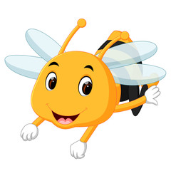 Poster - honey bee on a white background