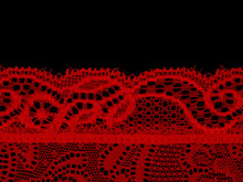 Red Lace Isolated On White. Edge.