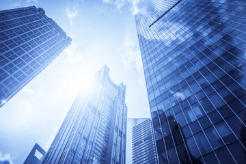 Wall Mural - low angle view of skyscrapers in shanghai,China