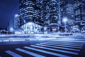 Poster - Blurred traffic light trails on road