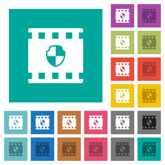 Poster - Protected movie square flat multi colored icons