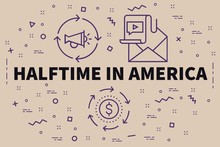 Conceptual Business Illustration With The Words Halftime In America