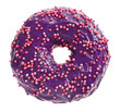 Delicious purple donut on white background