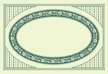 Green Oval Floral Framework And Texture. For Announcement, Label, Card. Patterns Are Included In Vector File.