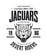 Vintage Furious Jaguar Custom Motors Club T-shirt Vector Logo On White Background