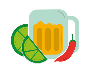 Poster - viva mexico beer lemon chilli pepper vector illustration