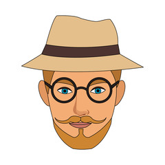 Sticker - Hipster face cartoon vector illustration graphic design