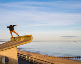 Fototapeta Morze - Skateboarding At Aberdeen Beach