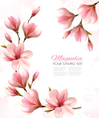 Poster - Abstract spring background with beautiful magnolia branches. Vector.