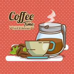 Poster - delicious coffee time elements vector illustration design