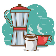 Poster - delicious coffee time elements vector illustration design