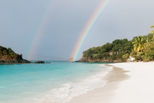 Double Rainbow On The Beach