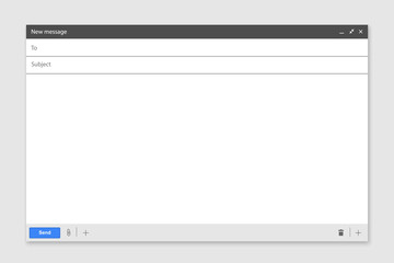 Email blank template internet. interface for mail message 