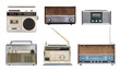 © jakkapan - Collection of vintage retro radio related - clipping path objects isolated on white background.