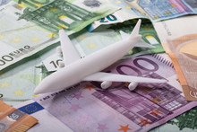 Airplane On Euro Banknotes