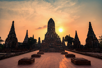 Old Temple Wat Chaiwatthanaram of Ayutthaya Province in Ayutthaya Historical Park Thailand.