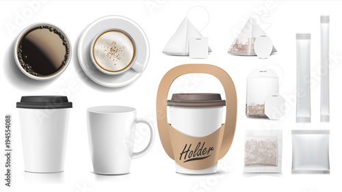 Coffee Packaging Design Vector Cups Mock Up White Mug Vector Cups Mock Up White Coffee Mug