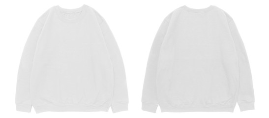 Wall Mural - blank sweatshirt color white template front and back view on white background