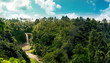 Waterfall panorama in amazonian tropical rain forest with big river in the middle of jungle