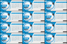 Blue Calendar With All 12 Months Of The Year 2018