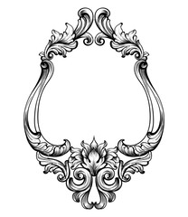 Wall Mural - Baroque frame decor Vector. Detailed rich ornament vector illustration graphic line arts