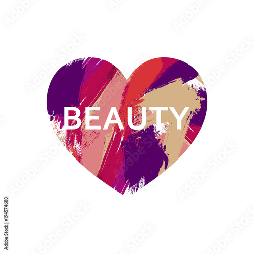 Beauty Logo Concept Design Brush Colorful Strokes In Heart Frame