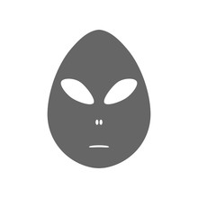 Alien Face Emoji. Egg Shape Martian Head Silhouette. Easter Concept. Vector Icon.